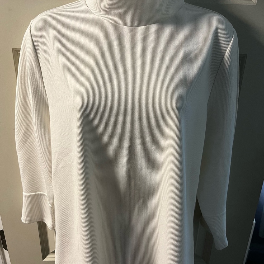 White Ribbed Turtleneck Sweater